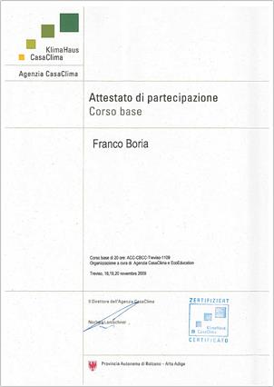 Attestato di Partecipazione Casa Clima 